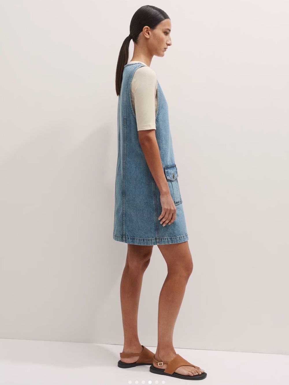 ME+EM Light Blue Denim Pinafore Dress - Picture 5 of 15